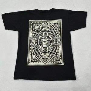 Vintage Infamous OBEY Propaganda Worldwide Black Skateboard Skate Shirt Mens M